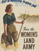 Coloured poster of the Women's Land Army