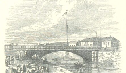 An illustration of bridge over a river at Lowestoft harbour.