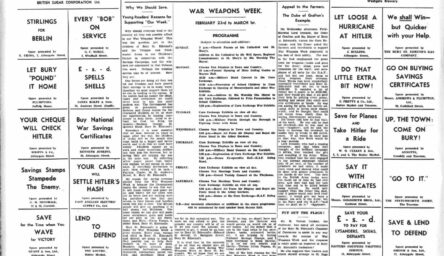 A black and white newspaper page.