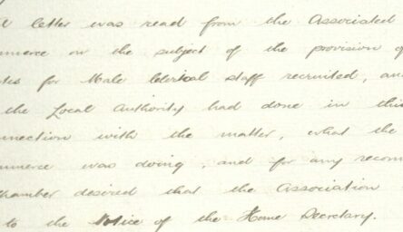 A yellowed page of handwritten text taken from a Chamber minute book.