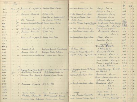 A scan of an old export register.